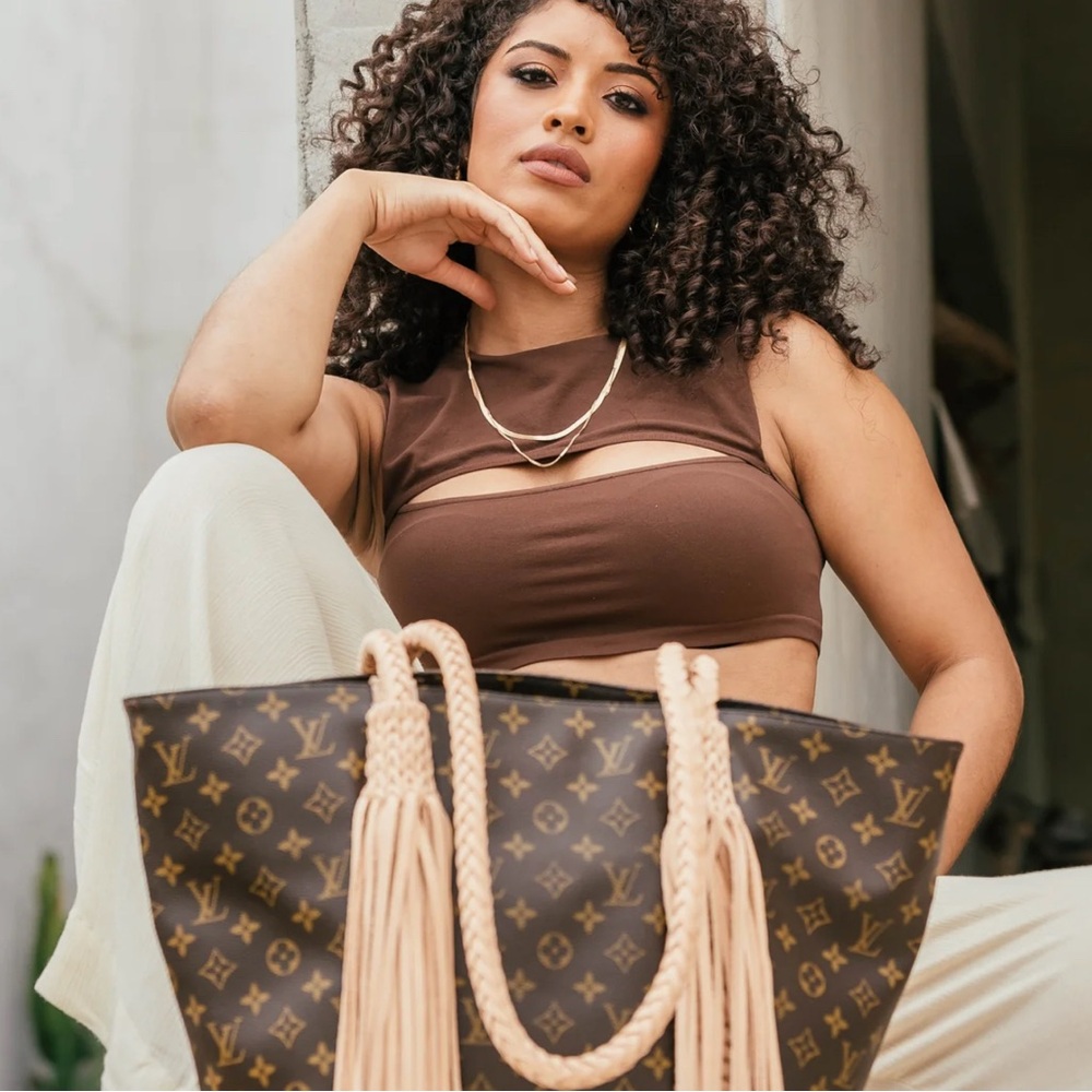 Vintage Boho Mykonos Vachetta Tote Bag